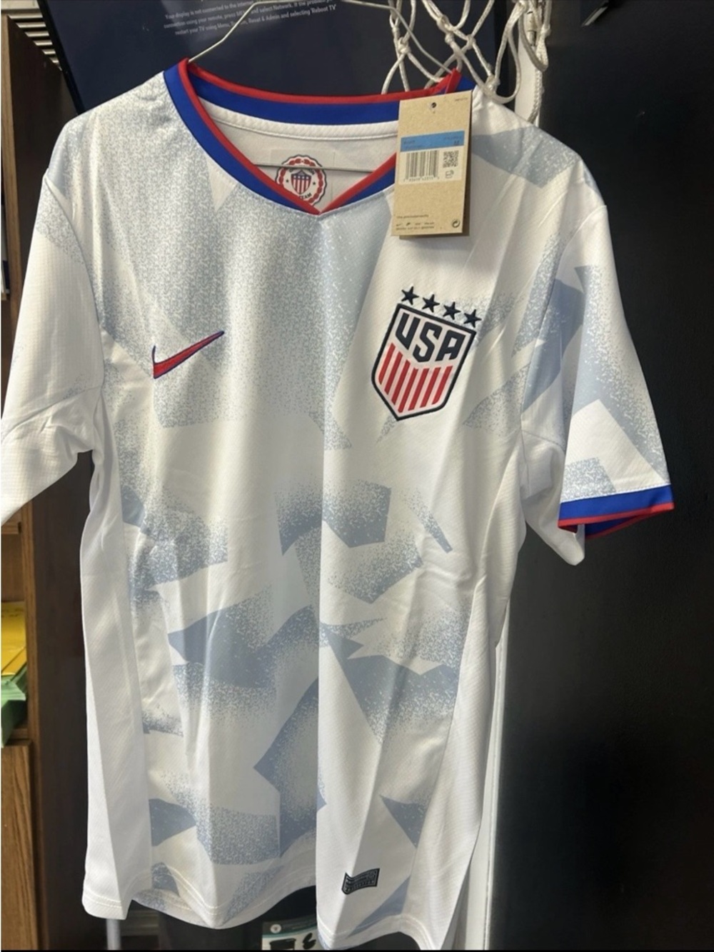 Nike White USA Soccer Jersey with Red & Blue Trim - Picture 9 of 10